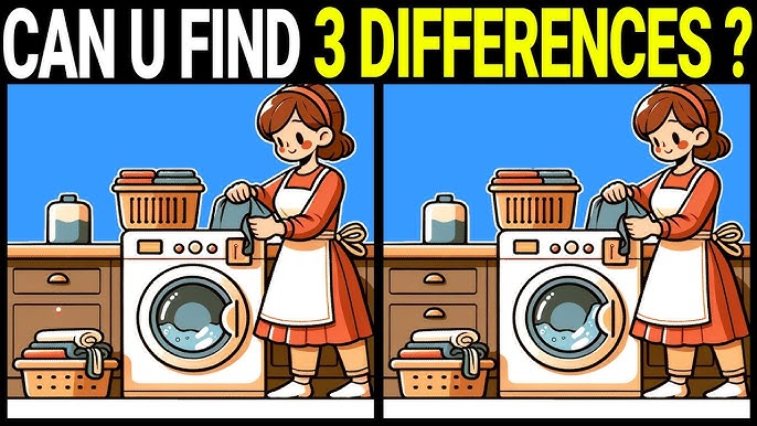 Can You Find 3 Differences in This Laundry Puzzle? Test Your Observation Skills!
