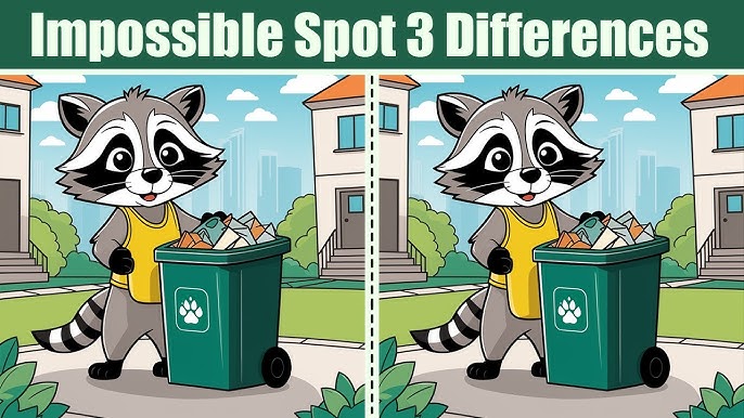 Impossible Spot 3 Differences: Can You Outsmart This Clever Raccoon Puzzle?