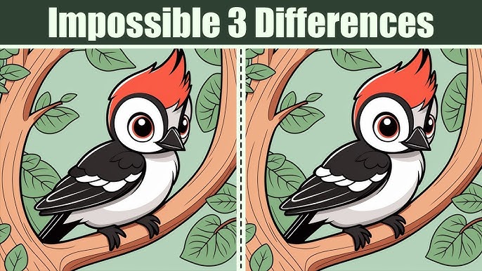 Impossible 3 Differences: Can You Spot Them in This Woodpecker Puzzle?