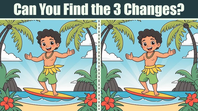 Spot the 3 Changes: The Surfing Adventure Puzzle
