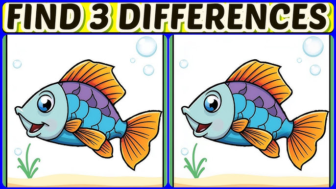 Dive into Fun: Can You Spot the 3 Differences in This Colorful Fish Puzzle?