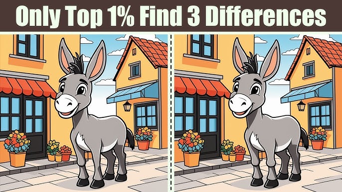 Only Top 1% Can Find 3 Differences: The Donkey Puzzle Challenge