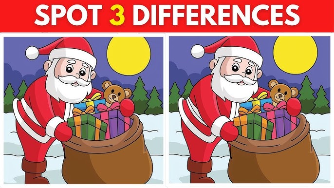 Spot 3 Differences: Santa Claus Puzzle Challenge