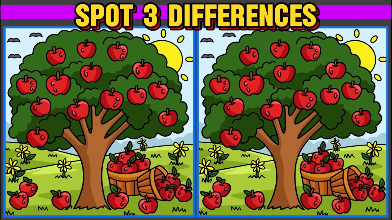 Spot 3 Differences: Apple Tree Puzzle Challenge That Sharpen Your Brain!