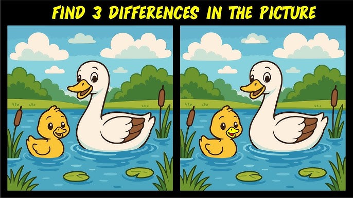 Find the 3 Differences: A Delightful Duck Pond Puzzle That Sharpens Your Mind